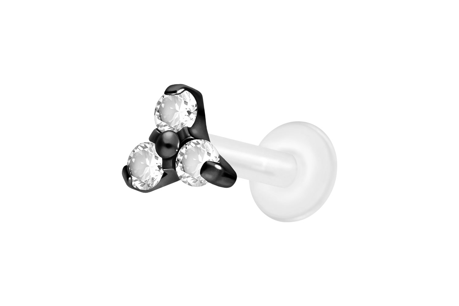 PTFE Labret Piercing mit Innengewinde + Titan-Aufsatz KRISTALLBLUME